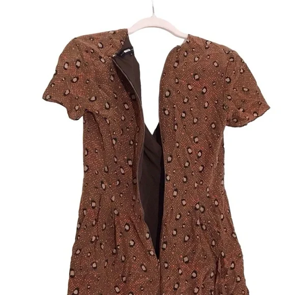 Slate + Willow Brown Faux Wrap Silk Dress size 4 - Picture 7 of 9